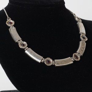 Shablool Designer Silver Necklace with Garnets